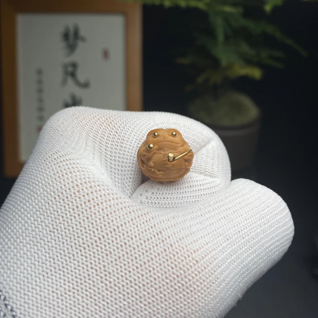 梦凡出品—烟斗金蟾满镶嵌，孔道镶嵌银管猴头核桃单颗