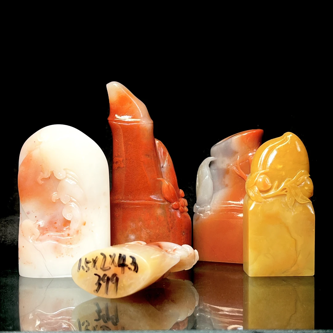 一心印社 篆刻 老挝石 竹节雕工 随型章 1.5*2CM