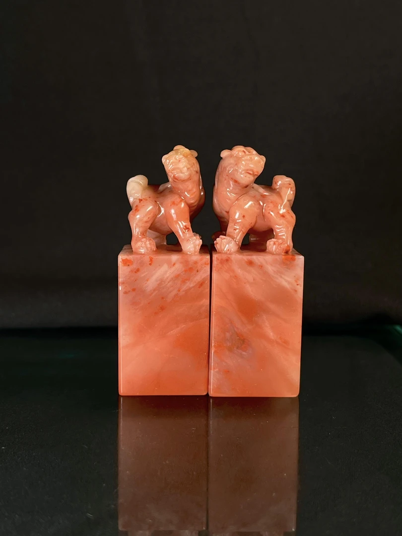 一心印社 书法基础落款 精品老挝石貔貅对章 2.1*2.1*5.6CM 落款
