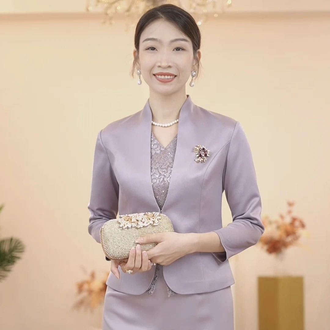 时装小外套搭配礼服喜婆婆喜妈妈套装上衣春秋气质百搭7分袖女士