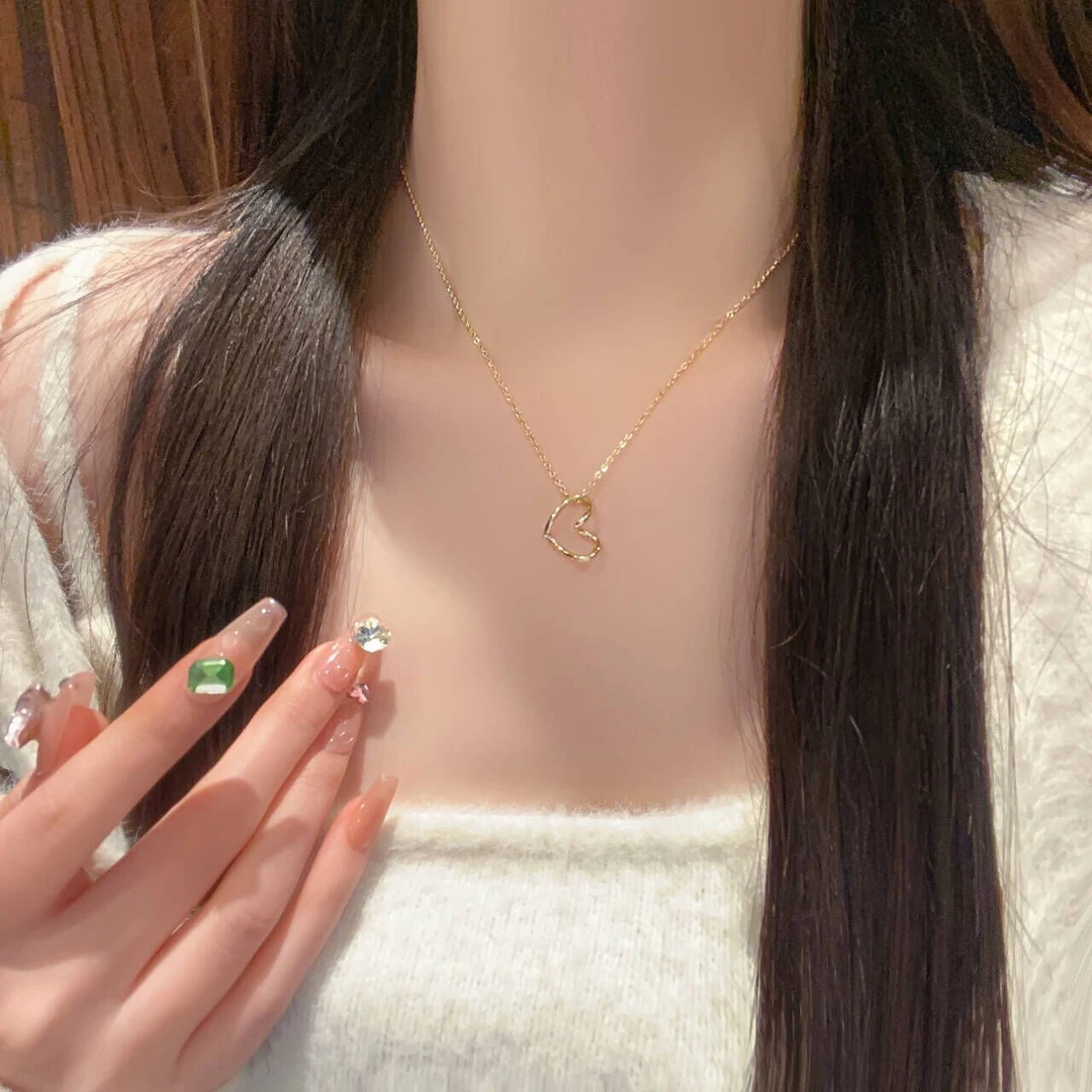 铜合金项链 XL-1932【愫心】爱心吊坠锁骨链小众气质女轻奢时尚简约