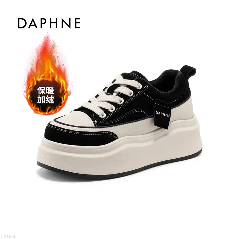 达芙妮百搭休闲鞋时尚2025秋冬新款女款加绒加厚保暖厚底小众LL