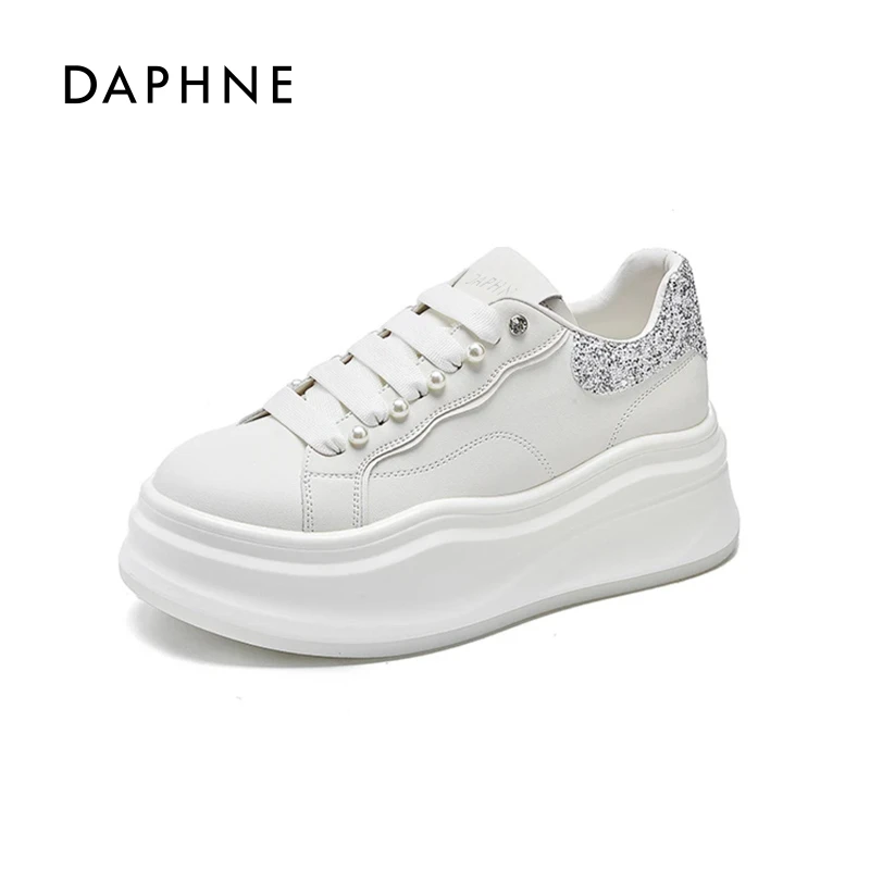 达芙妮厚底增高小白鞋女2025秋新款拼色小个子舒适休闲透气板鞋LL