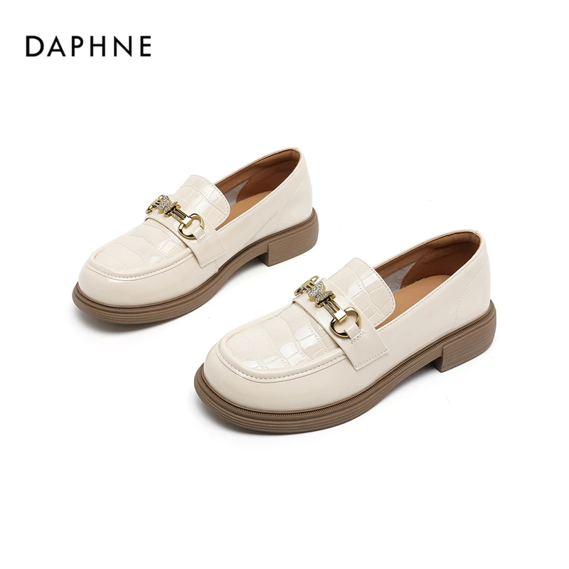 达芙妮单鞋女2025春季新款小皮鞋简约学院风皮面防滑时尚英伦风LL