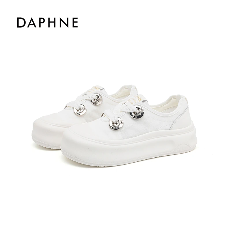 2025达芙妮新款女鞋休闲小众ins百搭夏季外穿厚底鞋时尚小白鞋