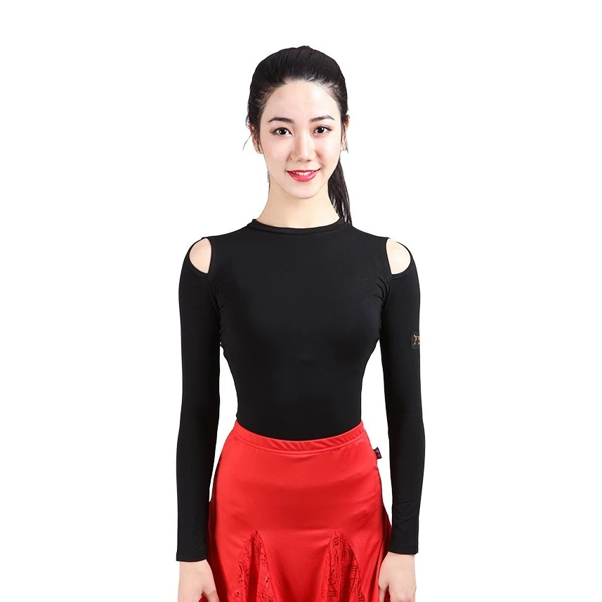 【莫老师专属】ACEdance瑰意拉丁舞服女成人春夏长袖圆领开肩练功服