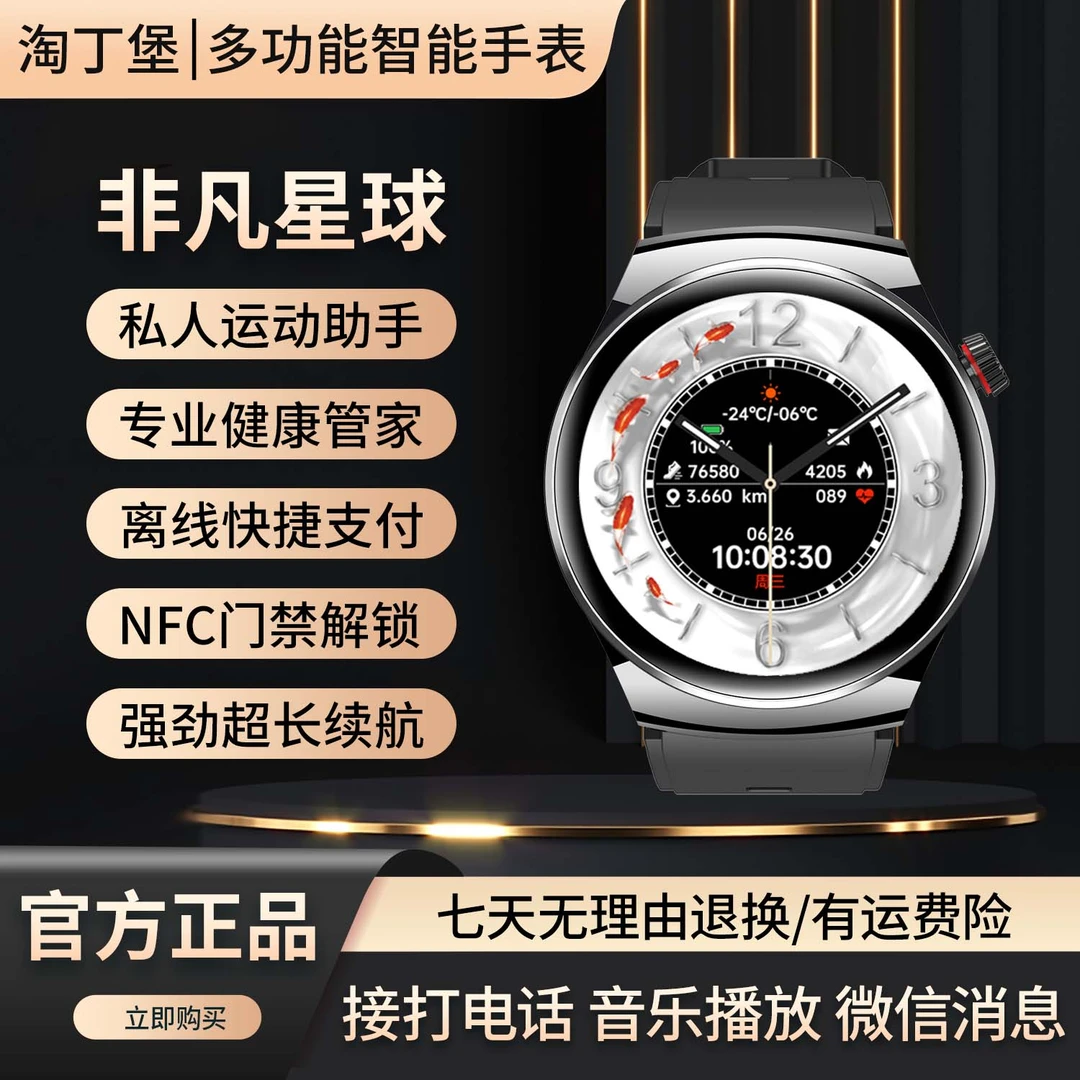 【非凡星球】淘丁堡新款多功能智能手表NFC门禁支付运动健康通钢