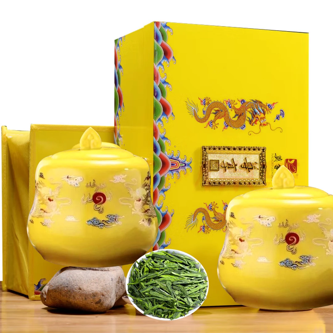 尊享明前龙井嫩芽新茶绿茶高档礼盒装250克高档瓷罐礼盒装