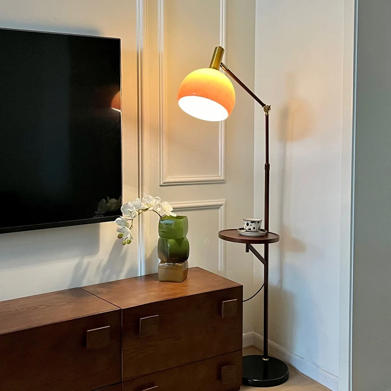 复古客厅落地灯中古风创意装饰沙发旁别墅书房卧室床头柜一体台灯
