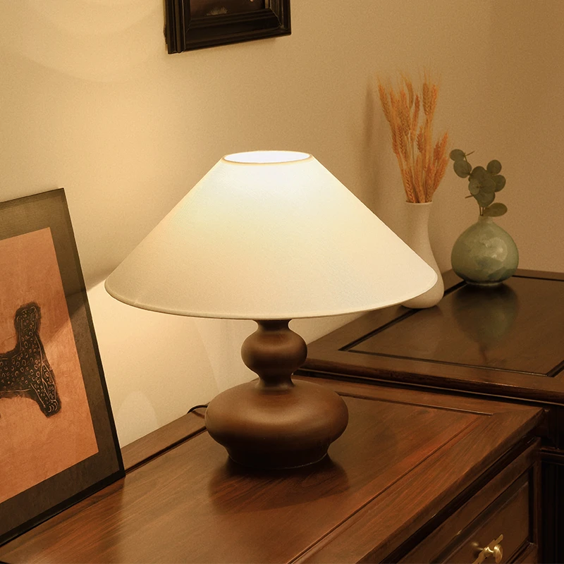美式复古中古床头灯客厅法式实木设计师侘寂风高级感葫芦灯体创意