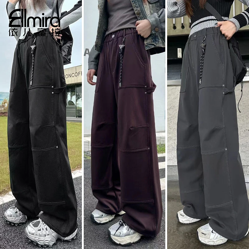 8732女童工装裤加绒冬装儿童运动裤长裤裤子2024新款洋气中大童潮