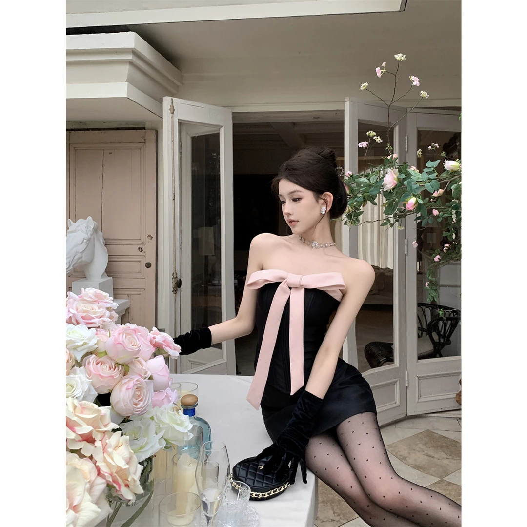 辣妹纯欲抹胸上衣夏季小香风套装高级感轻奢显瘦半身裙女装修身