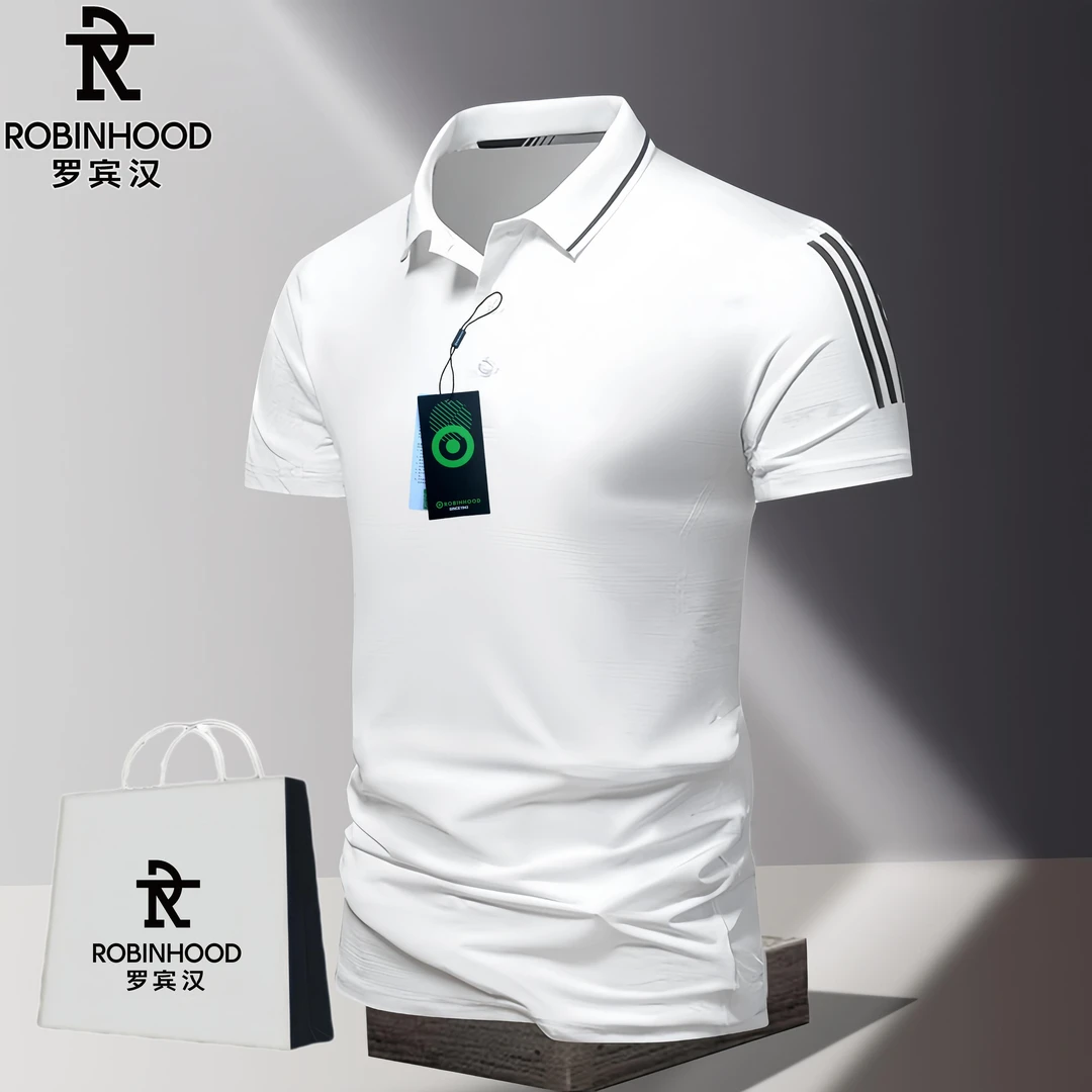 罗宾汉/ROBINHOOD夏季翻领冰丝polo衫男士短袖运动休闲简约T恤潮
