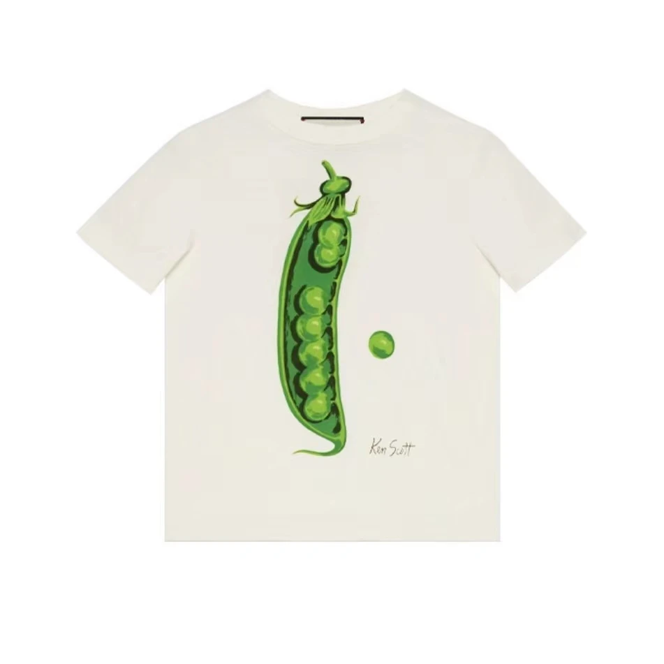 全新未使用 GUCCI古驰Ken Scott联名女款豌豆印花休闲圆领短袖T恤