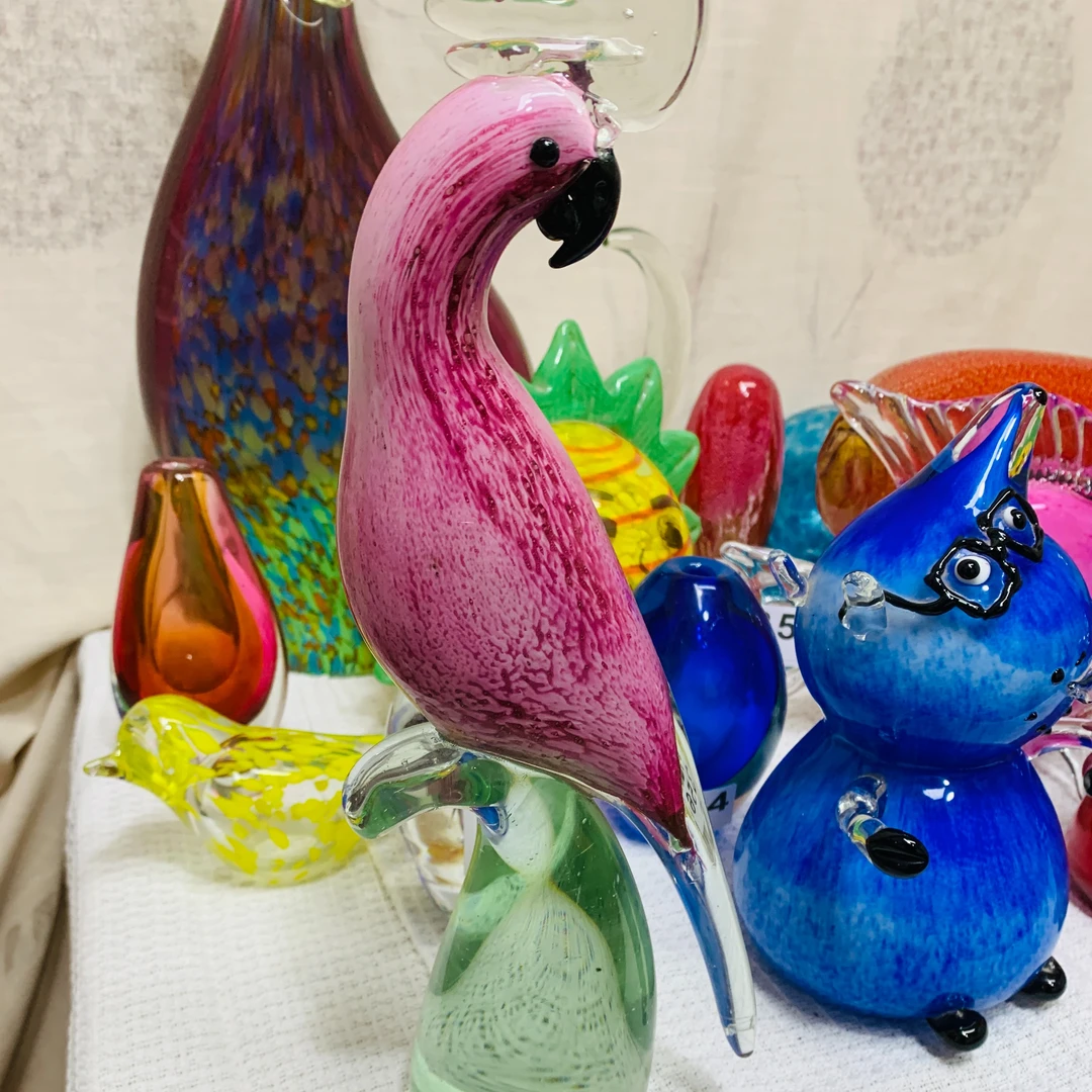 琉璃金红色鹦鹉摆件动物摆件【清货】