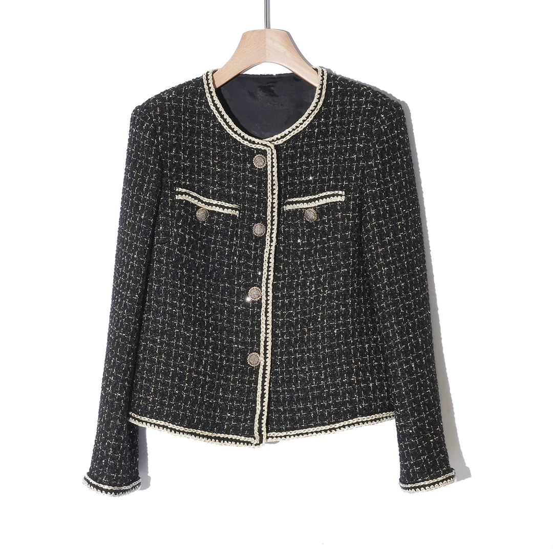 【王老板】女士外套小香风短款舒适短款纯色2024新款小香风291402