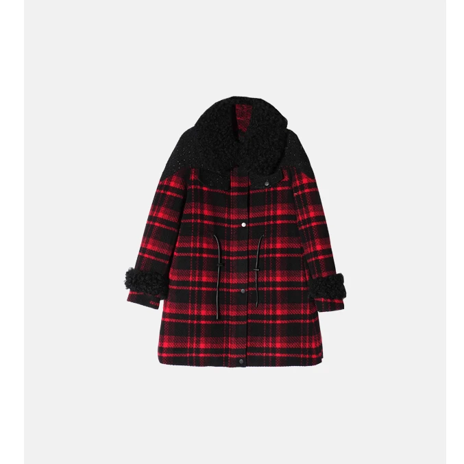 【王老板】圣诞限定款 女士外套大鹅粗花呢中长款格子新款302008