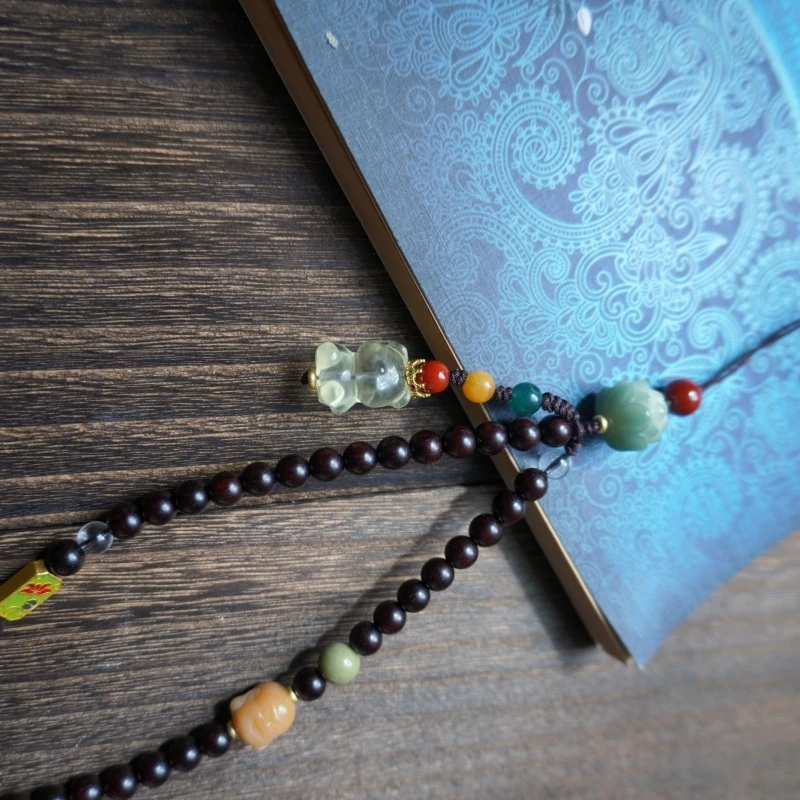 巴拉熊 正宗印度小叶紫檀6MM木作设计款手机挂件手持