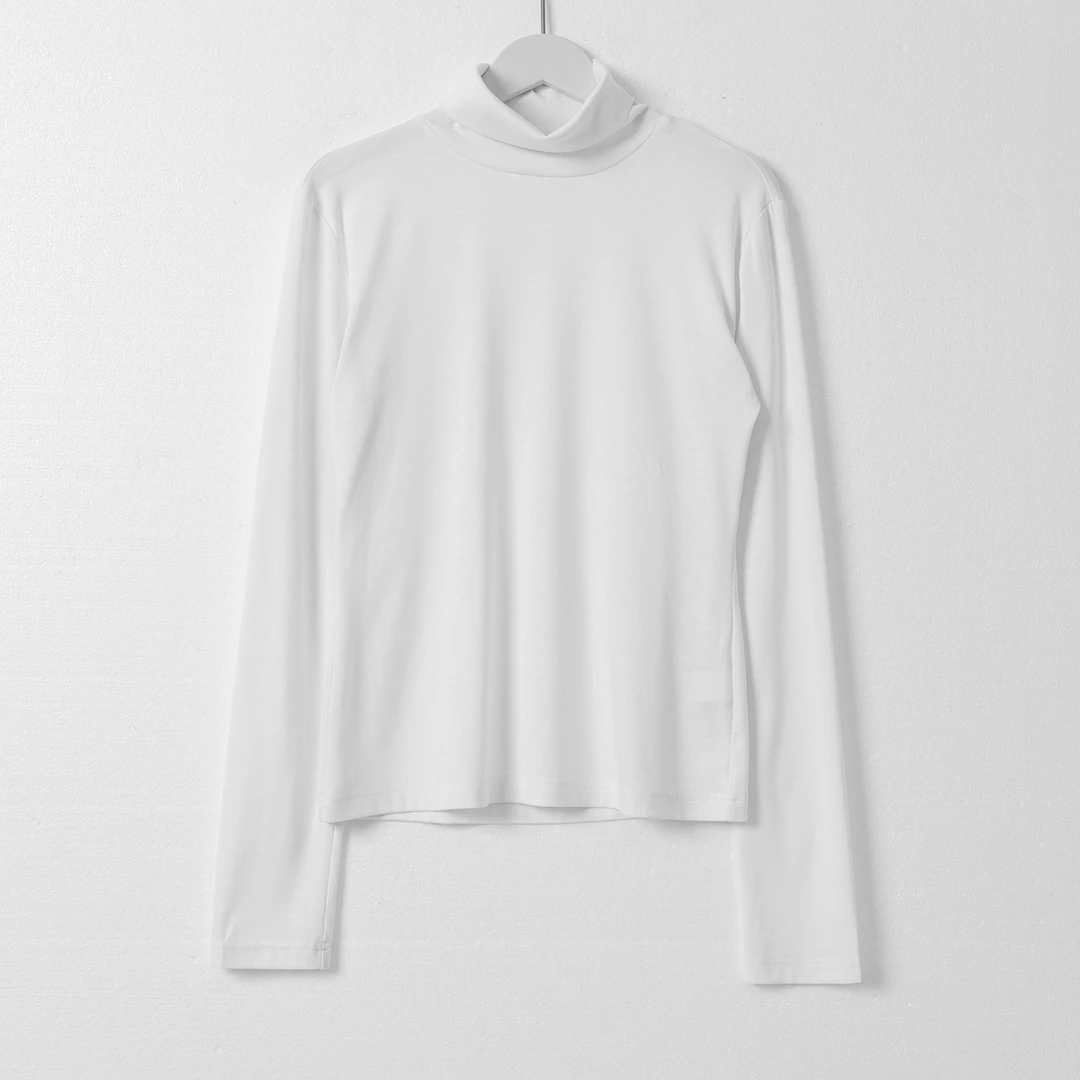 （几里）时尚纯色休闲长袖T恤打底衫 衣长54 胸围84 1092328