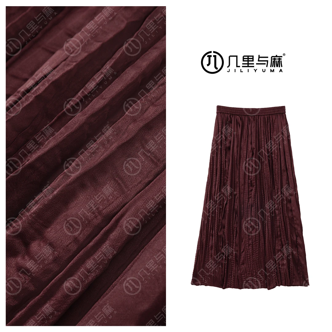 （几里）沾缨-文艺复古纯色百搭半身裙 裙长90 1081687