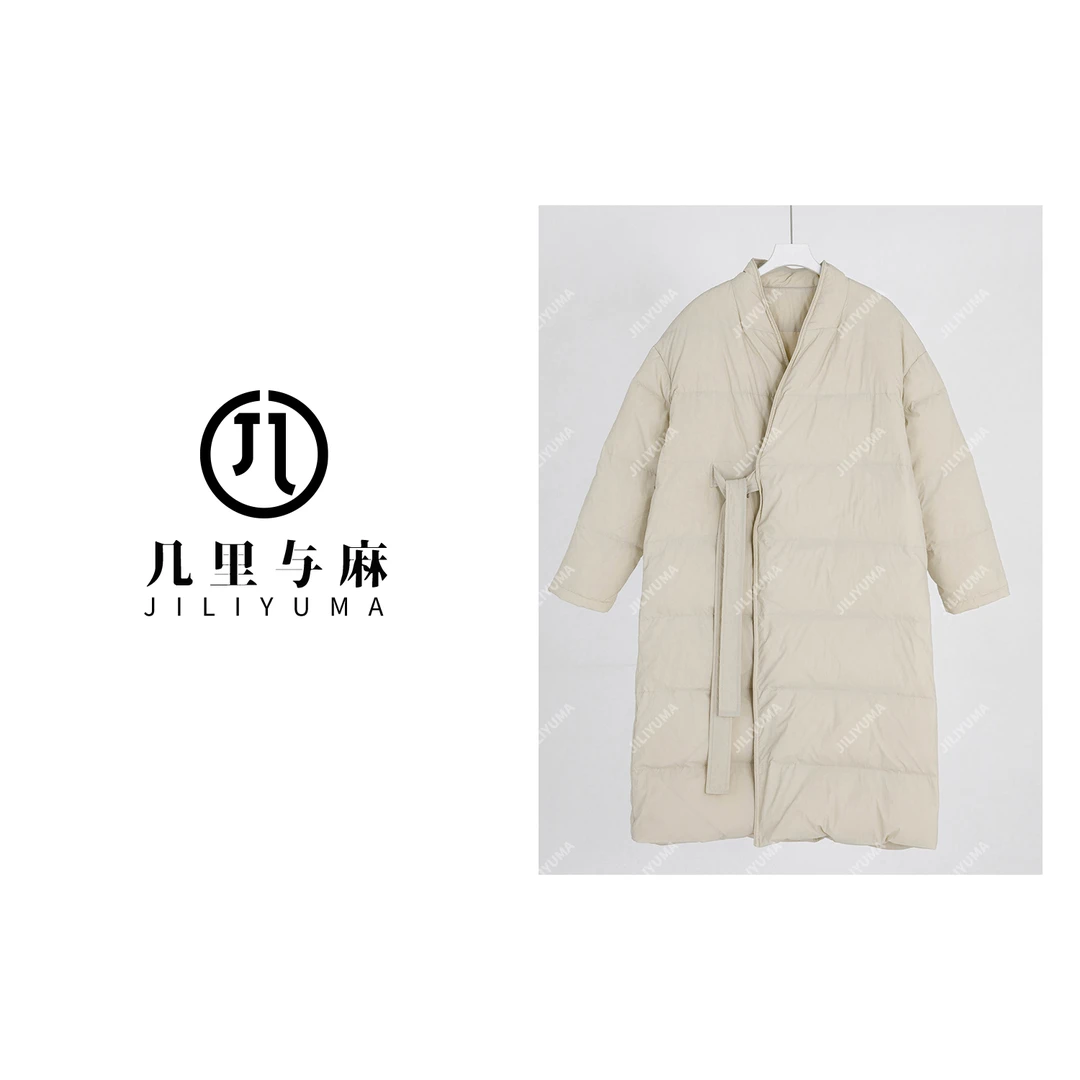 （几里）白色冬季保暖长款羽绒服 衣长112 胸围128 114420