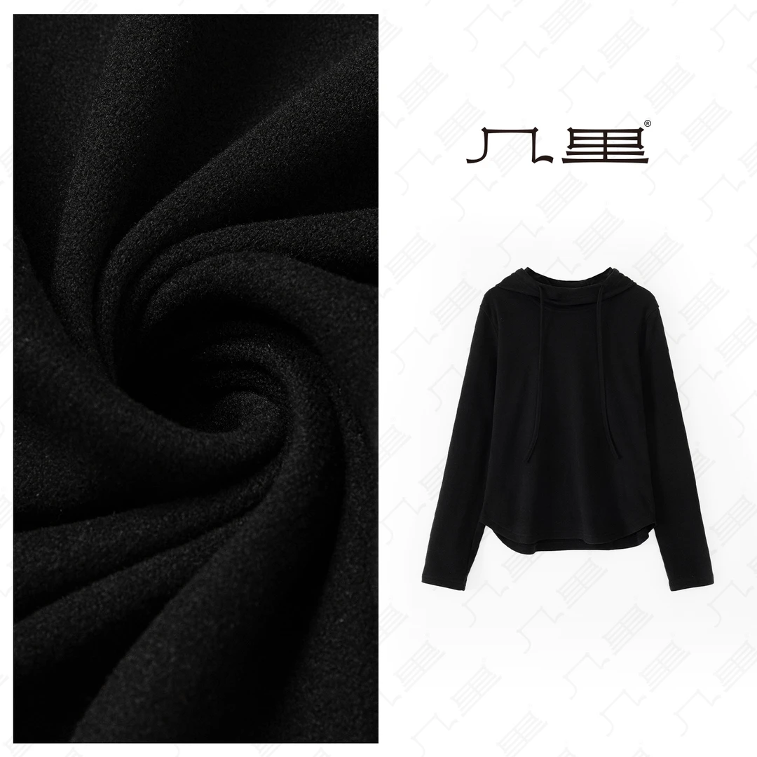 （几里）时尚纯色休闲连帽卫衣上衣 衣长57 胸围88 1102986