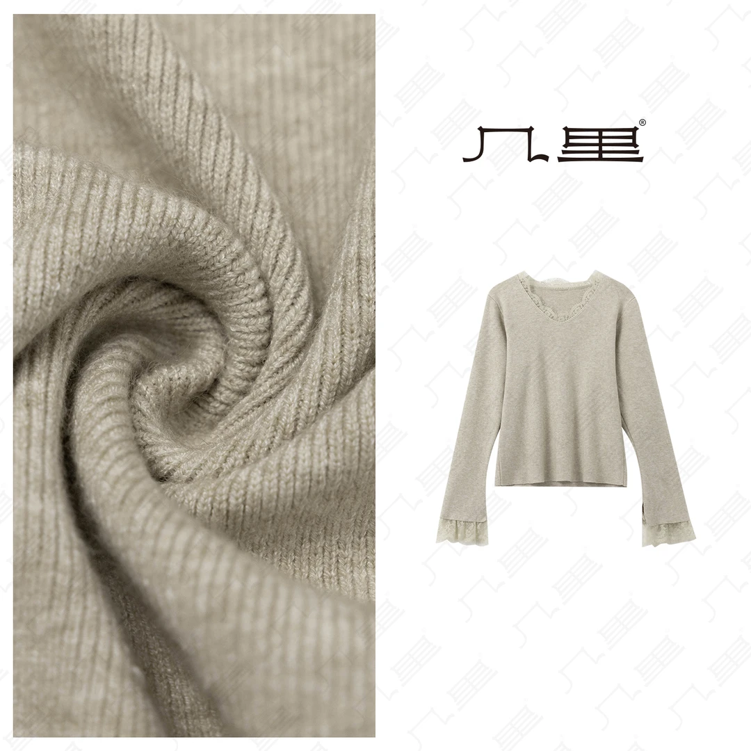 几里与麻【蕾丝边】长袖上衣T恤 衣长54 胸围94 1111884