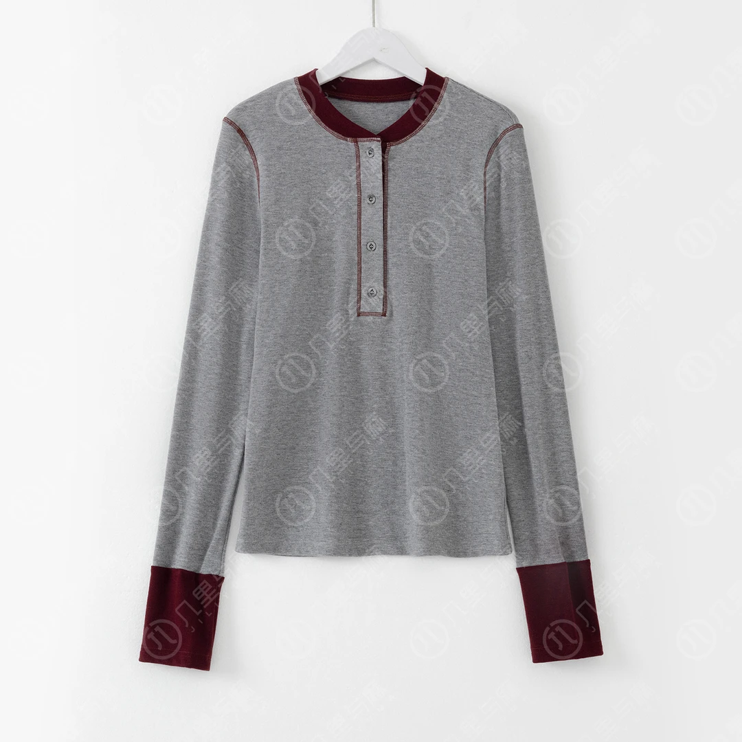 （几里）时尚休闲百搭打底衫长袖T恤 衣长59 胸围88 1092496