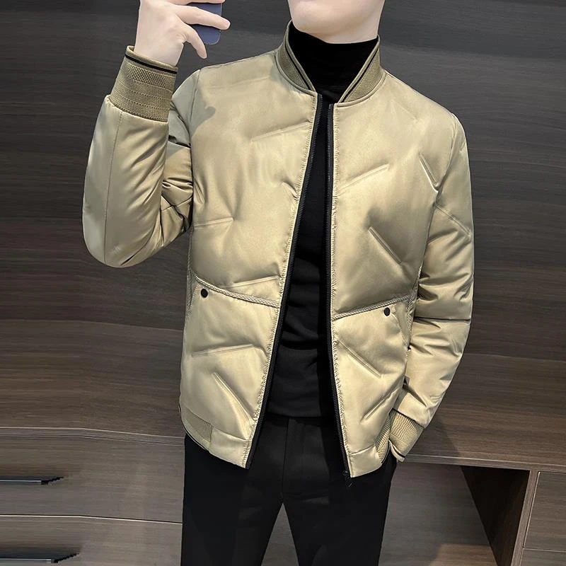 M01潮牌棒球领男士羽绒服高档秋冬新款高级感冬季夹克男款外套厚