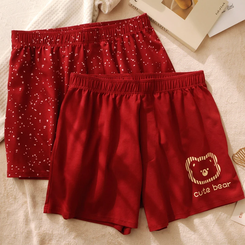 男士红内裤本命年短裤头宽松卡通平角裤2024新款安可拉红裤头底裤