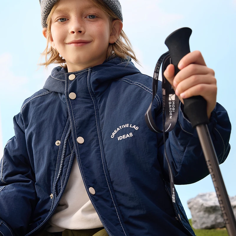 MQD反季中大童羽绒服户外休闲连帽防风保暖秋冬登山加厚加绒防水