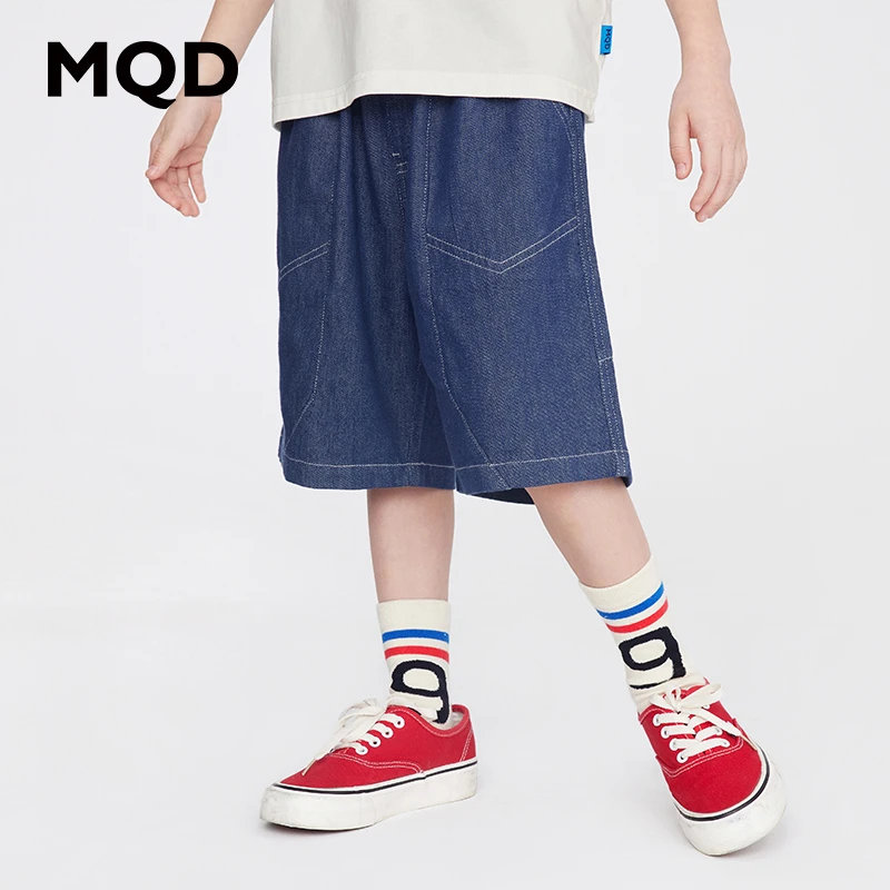 MQD童装男童软牛仔美式五分裤2024年夏季新款儿童中大童外穿短裤