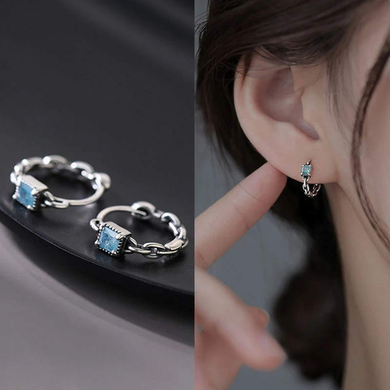 网红方糖耳圈女轻奢小众设计耳钉新款潮耳饰气质高级感百搭耳环c