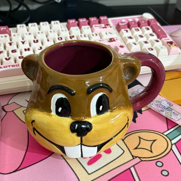 陶瓷土拨鼠大容量水杯儿童搞怪马克杯办公杯牛奶咖啡杯立体动物