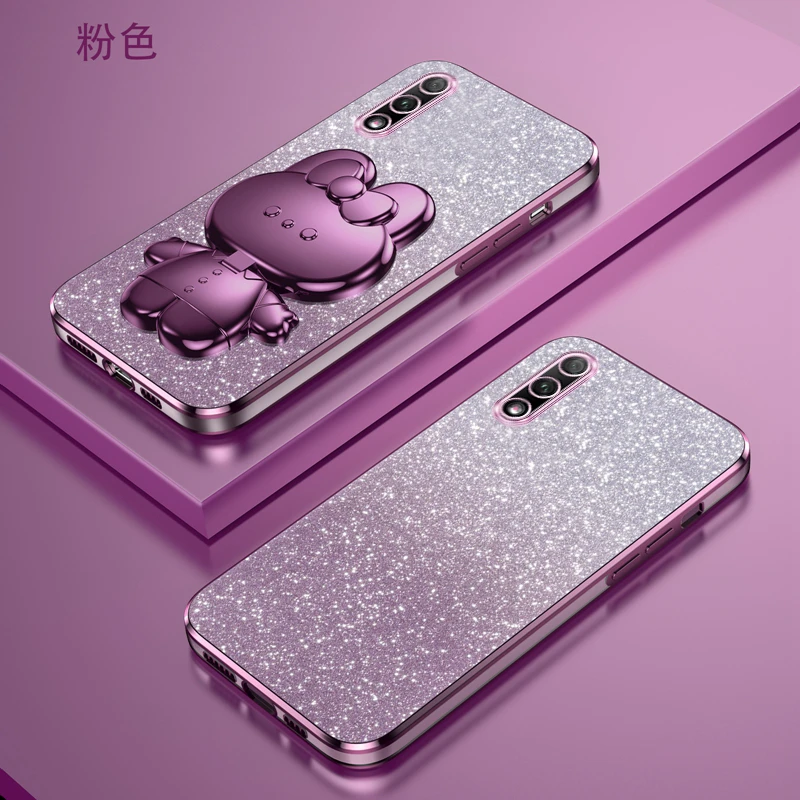 荣耀9x新款手机壳适用honor9xpro卡通创意补妆镜女支架防摔保护套