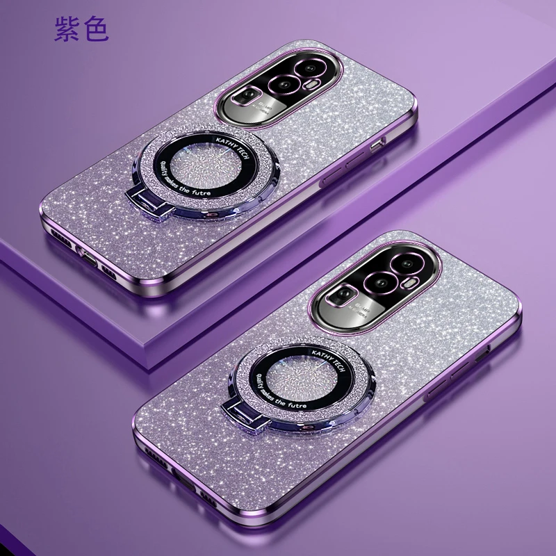 OPPOReno10电镀新款女手机壳reno10pro磁吸reno10pro+支架保护套