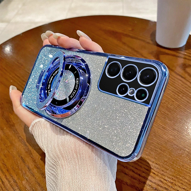 三星s21Ultra新款手机壳s21fe适用Galaxys21+高端磁吸支架保护套