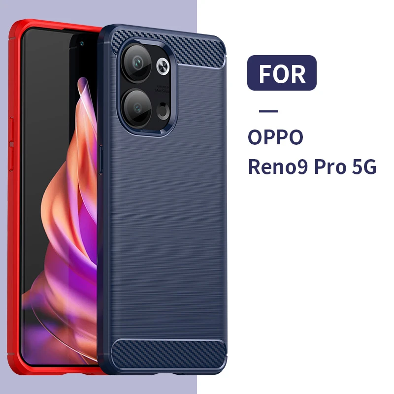 【四角防摔+防指纹手感好】适用于OPPO Reno9 Pro碳纤纹拉丝壳