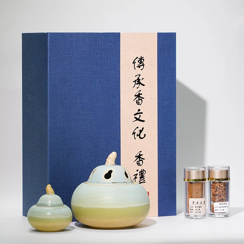 福禄双全窑变绿电子熏香炉贝壳调温沉檀香家居净化空气酉圆工坊