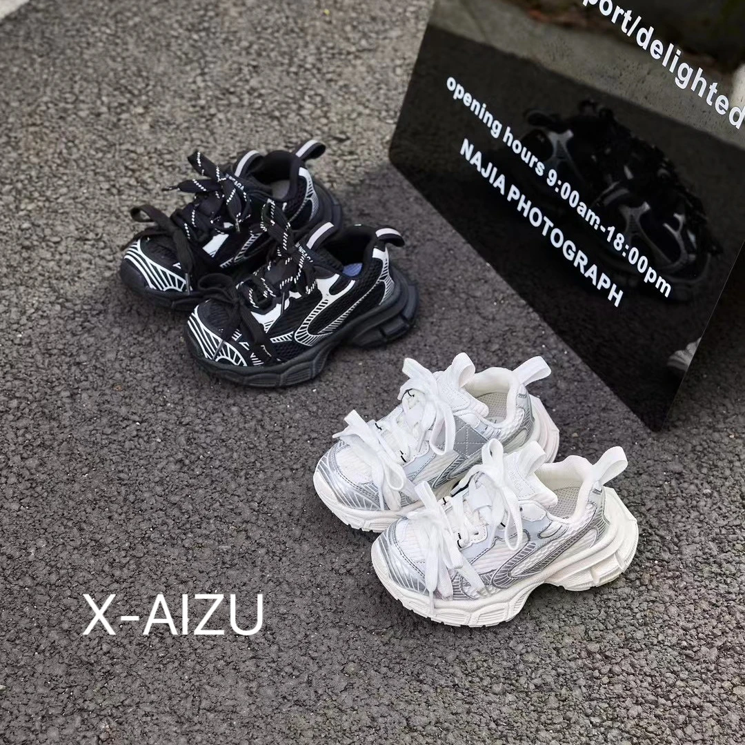 巴家老爹鞋男童运动鞋2024新款女童透气网面网鞋中大童跑步鞋