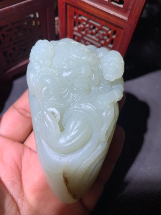 和田玉手把件钟馗