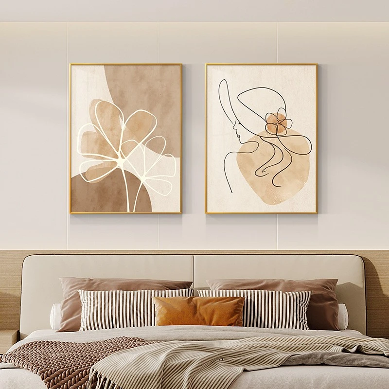 现代奶油风卧室床头画抽象简约客厅餐厅挂画服装店酒店走廊过道画