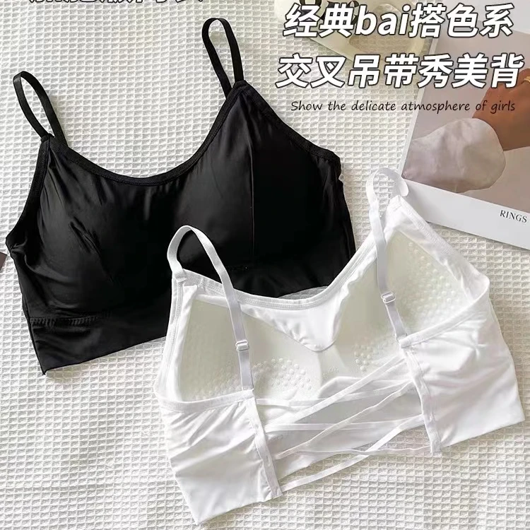 夏吊带背心大胸美背女交叉打底大码胖mm薄款性感聚拢收副乳显胸小