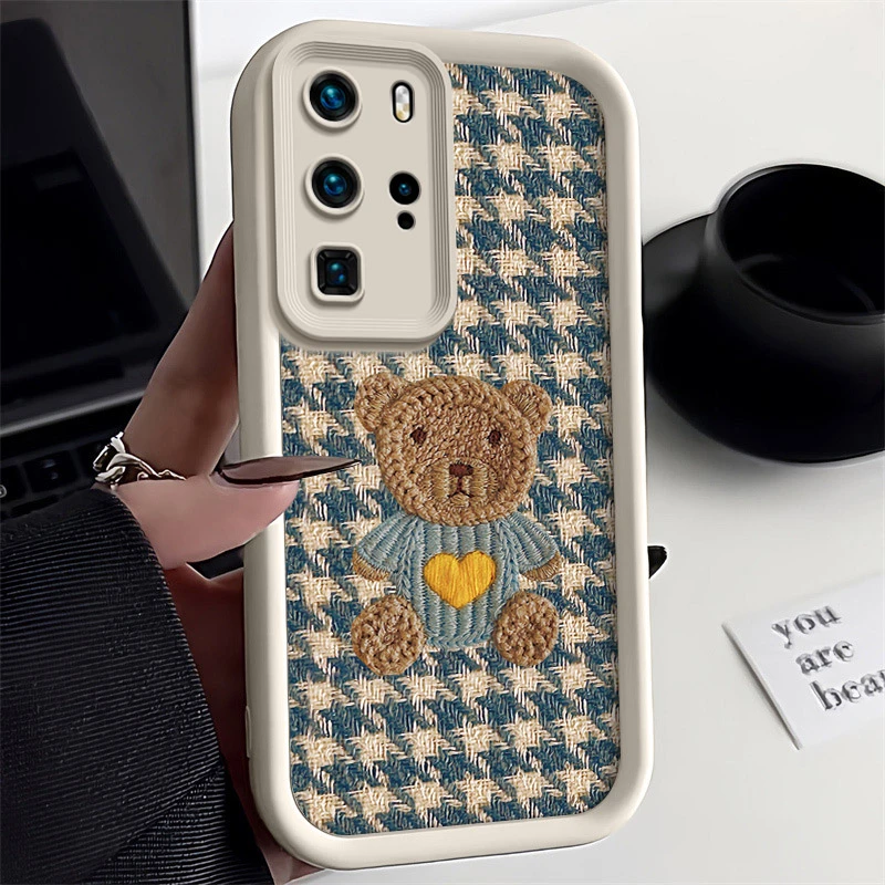 适用毛衣小熊华为P40Pro手机壳防摔壳网红高级耐脏保护套新款全包