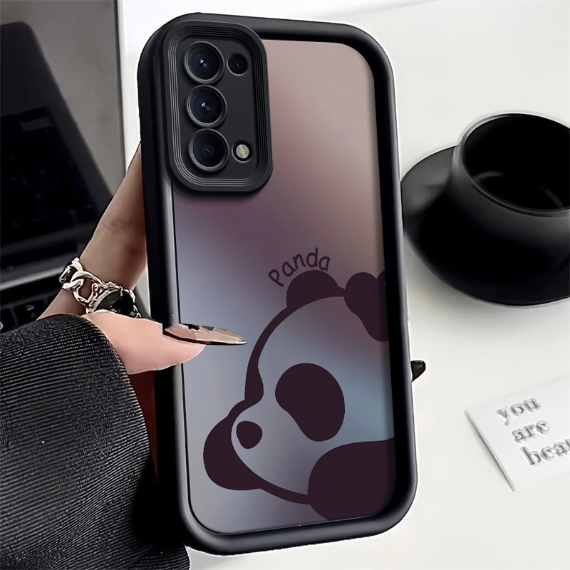 适用趴趴熊猫OPPOReno5手机壳硅胶潮网红简约高级耐脏男全包防摔