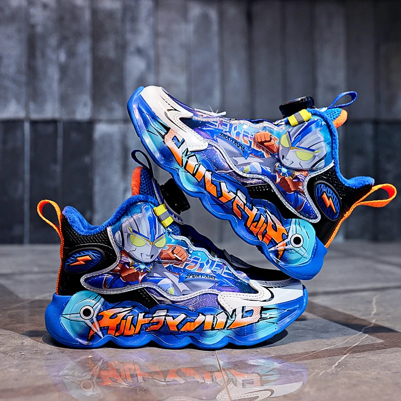 奥星曼童鞋男童休闲鞋2023秋冬男孩儿童小中童皮面加绒二棉运动鞋