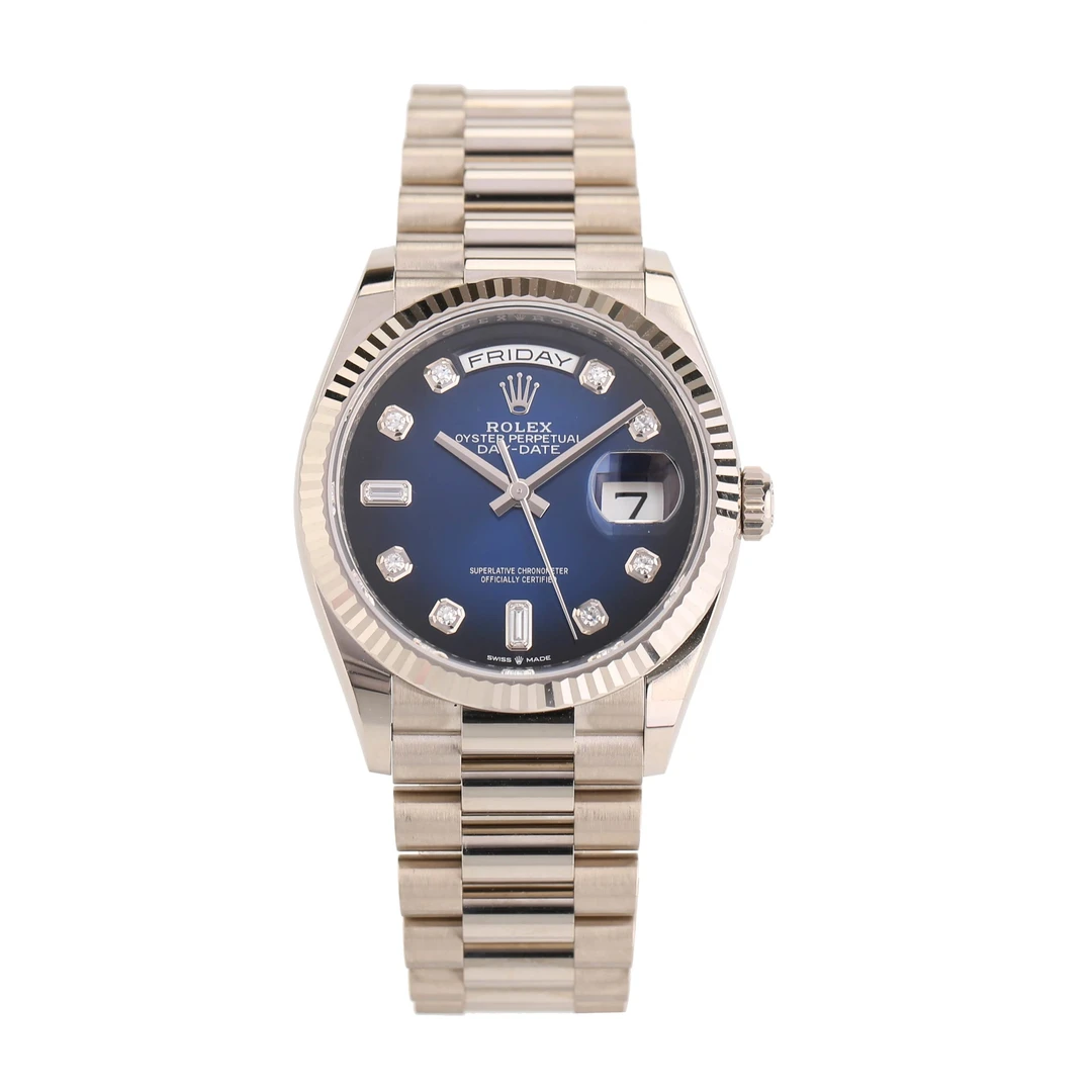 全新未使用 Rolex/劳力士 瑞瑞24年128239烟熏绿DD白金男表T50E3