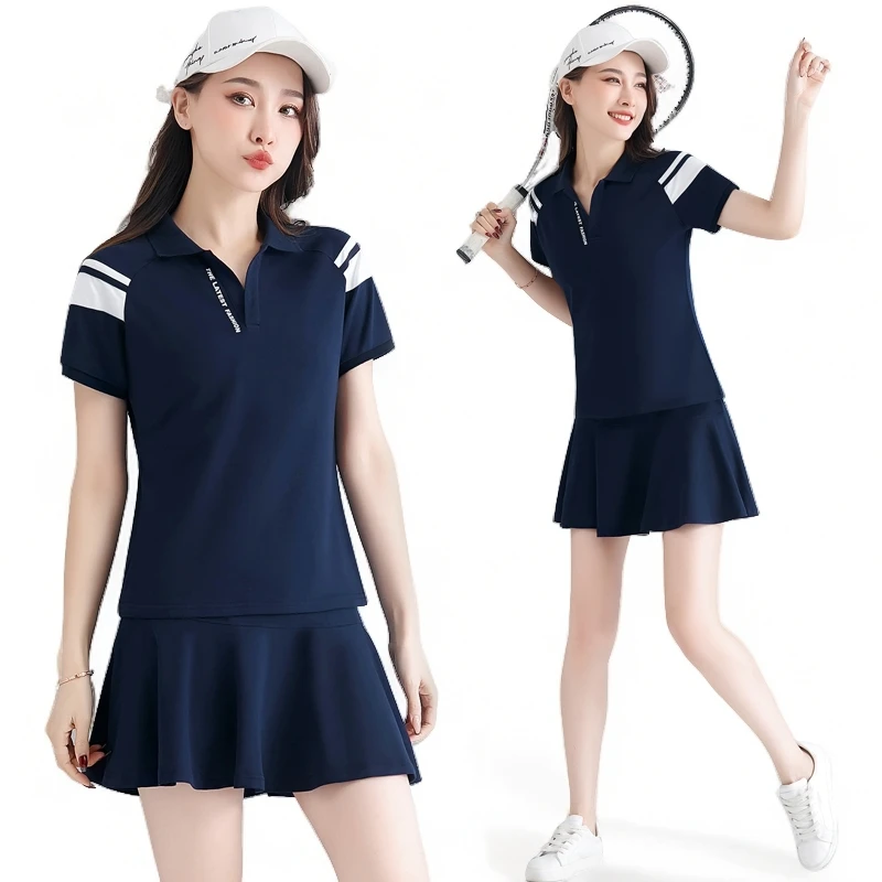 夏季网球服运动套裙女防走光2025新款羽毛球服休闲运动套装高尔夫