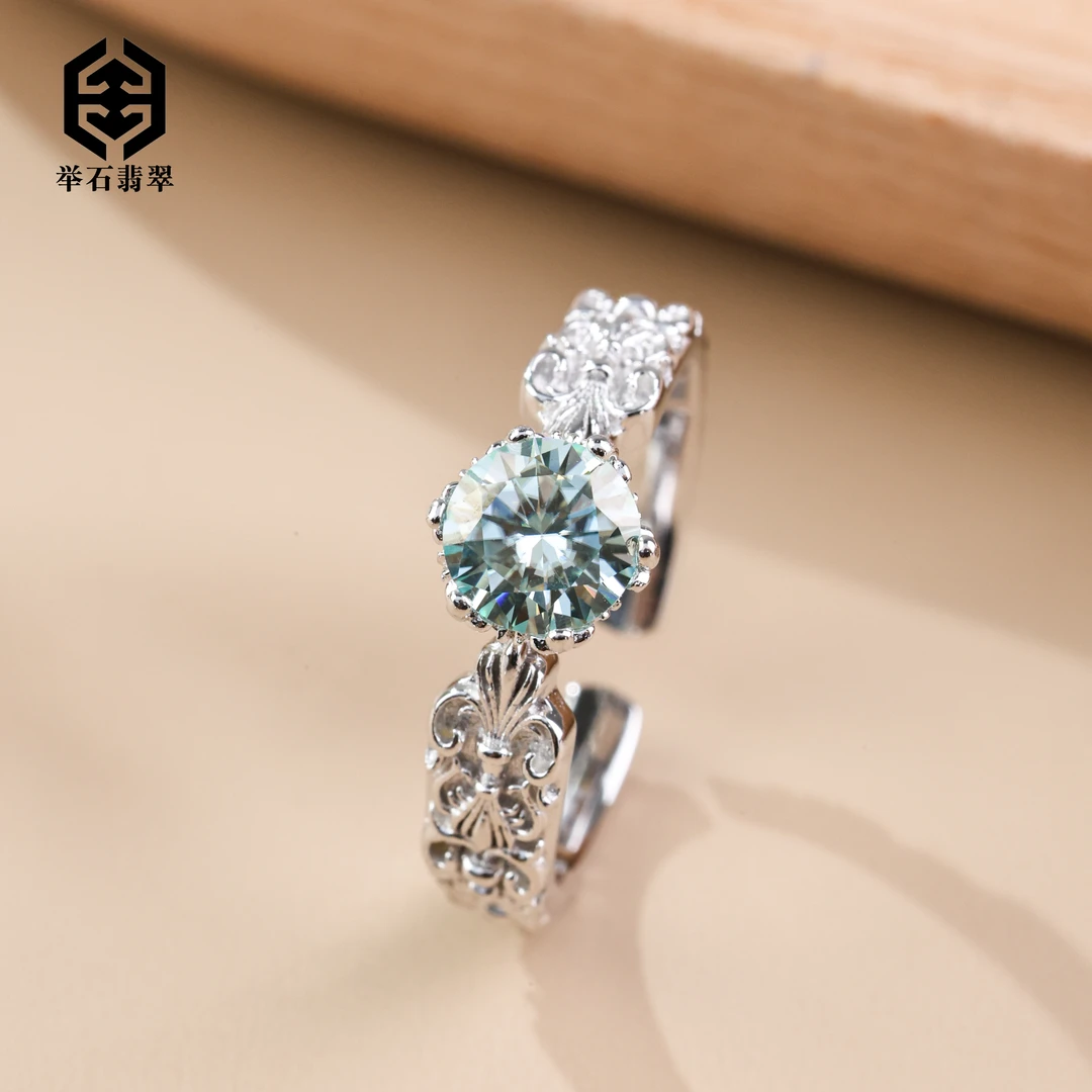 925银莫桑石银制品 【举石珠宝】T0819-222-03莫桑钻戒指（一件）I