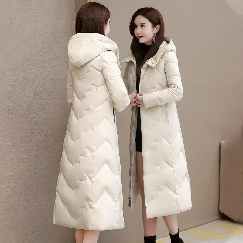 2023棉袄女装中长款韩版时尚过膝连帽显瘦保暖冬季大码加厚